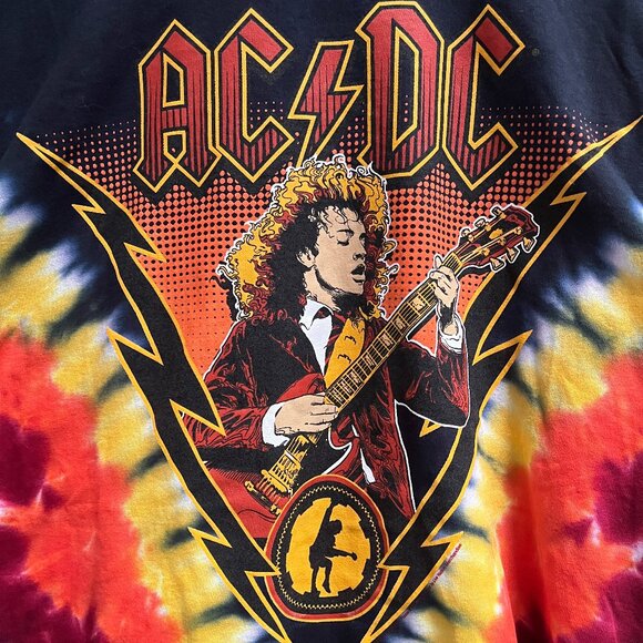 Liquid Blue Other - AC/DC Angus Lightning Tie-Dye T-Shirt Liquid Blue Rock Graphic NEW Size XL